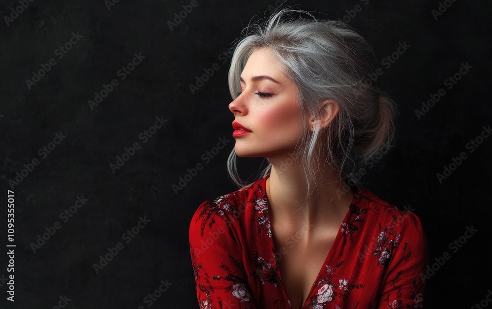 Fototapeta premium beautiful woman on black background