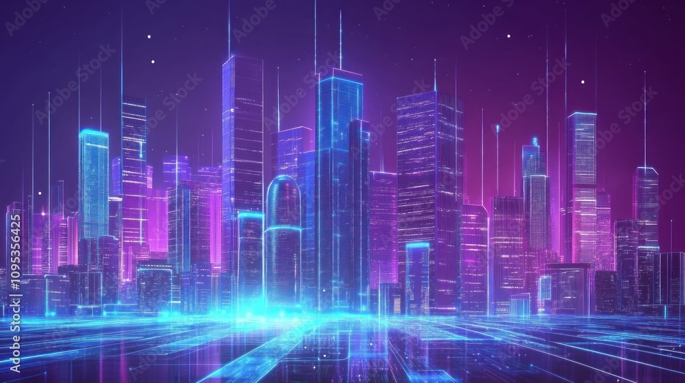 Neon Cityscape: A Futuristic Metropolis at Night Neon Cityscape: A Futuristic Metropolis at Night