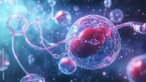 Microscopic Cellular Fusion: A Vivid Depiction of Cell Biology