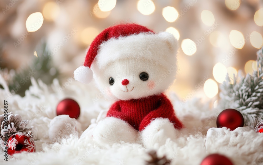 plush toy on christmas background plush toy on christmas background