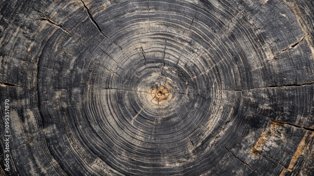 Fototapeta premium Dark Wood Cross Section Showing Growth Rings