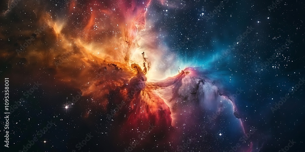 Obraz premium Colorful space galaxy cloud nebula. Stary night cosmos. Universe science astronomy. Supernova background wallpaper