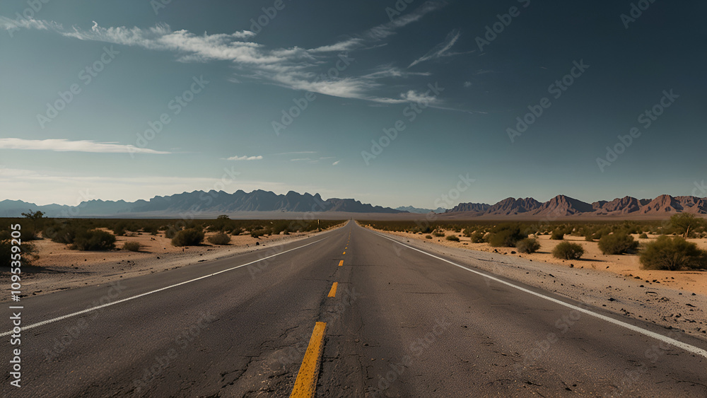 Naklejka premium empty road all cover with desert