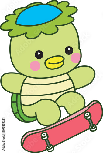 Kawaii japanese mythology Kappa sticker cute.
Cute kappa mascot ghost japanese.
 