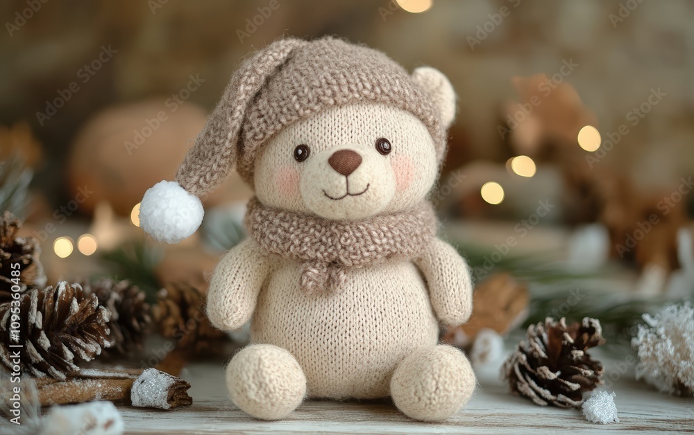plush toy on christmas background plush toy on christmas background