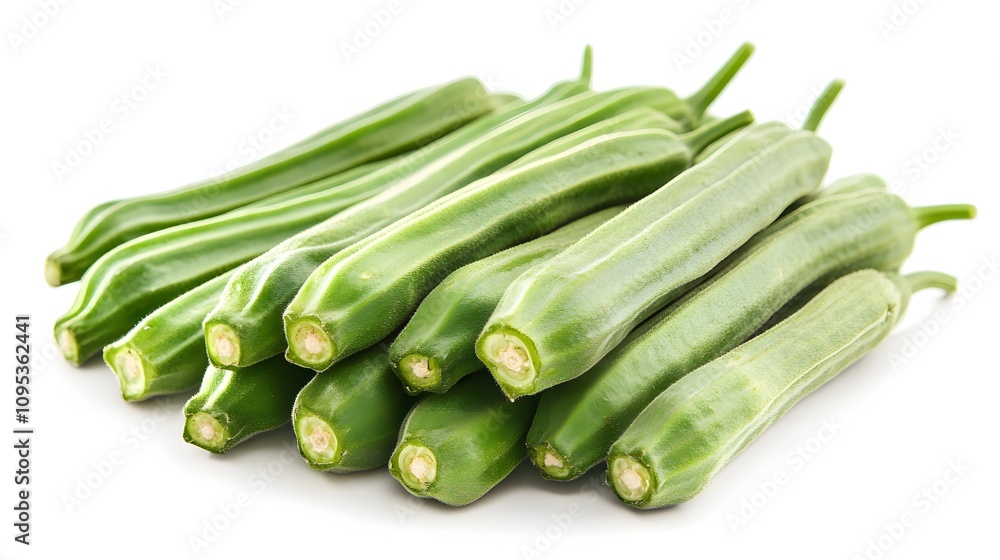 Food, Okra Stew, on White Background, Photo Realistic, Wallpaper, Cover and Screen for Smartphone, PC, Laptop, 9:16 and 16:9 Format