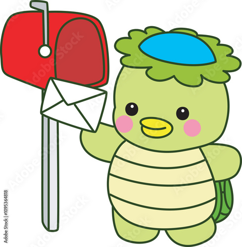 Kawaii japanese mythology Kappa sticker cute.
Cute kappa mascot ghost japanese.
 