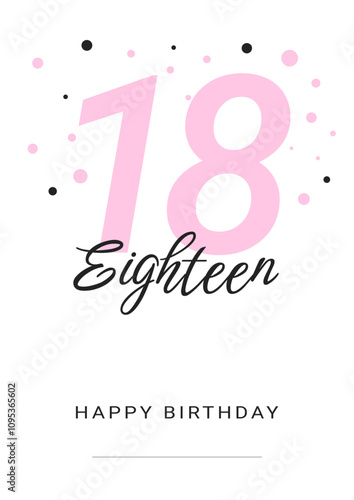 Sticker Happy 18th Birthday Celebration Design with place for your name.