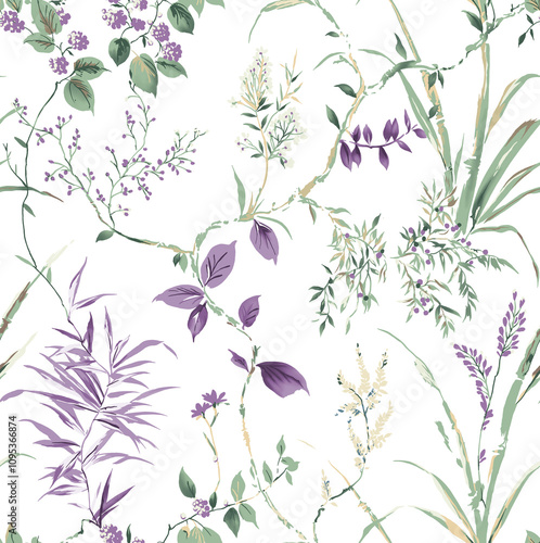 Seamless Flower Bunch pattern Vector Art Design