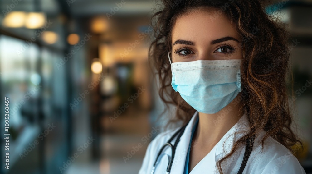 Young Female Doctor Wearing Mask in Hospital Young Female Doctor Wearing Mask in Hospital