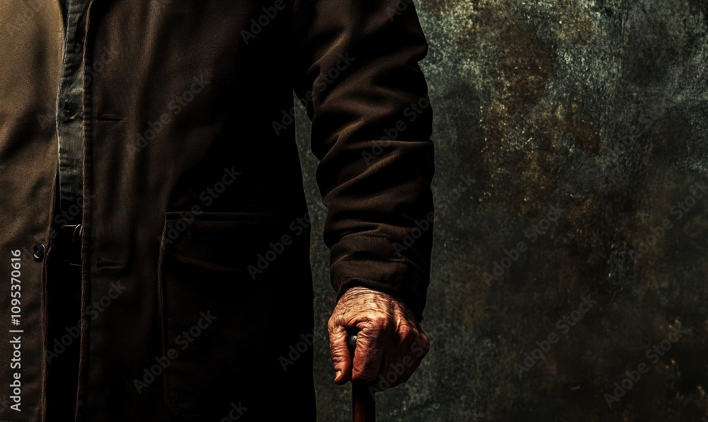 Elderly Mans Hand Gripping A Walking Stick Elderly Mans Hand Gripping A Walking Stick
