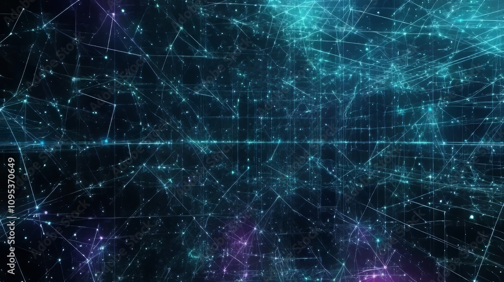 A network of glowing lines connecting nodes across a subtle grid background, cool tones like blue, teal, and purple for a tech-savvy appearance, 16:9 A network of glowing lines connecting nodes across a subtle grid background, cool tones like blue, teal, and purple for a tech-savvy appearance, 16:9