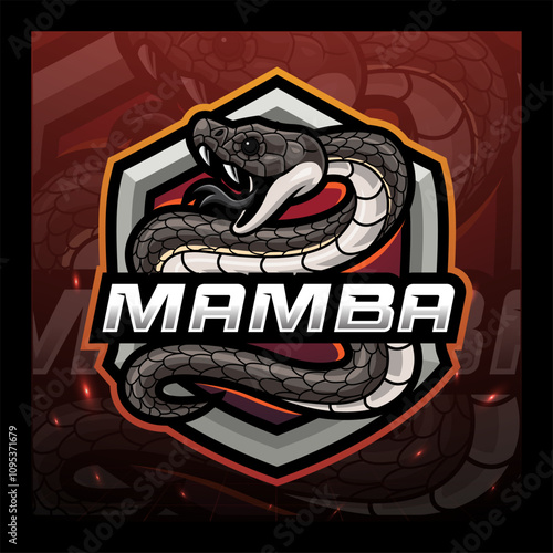 The black mamba snake mascot e sport logo design