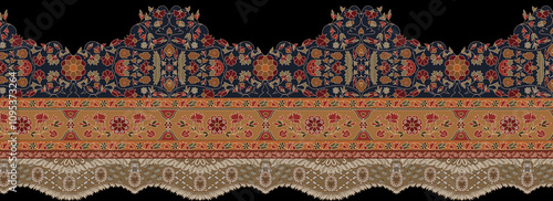Ethnic Turkish Geometrical islamic seamless border vector Art Design