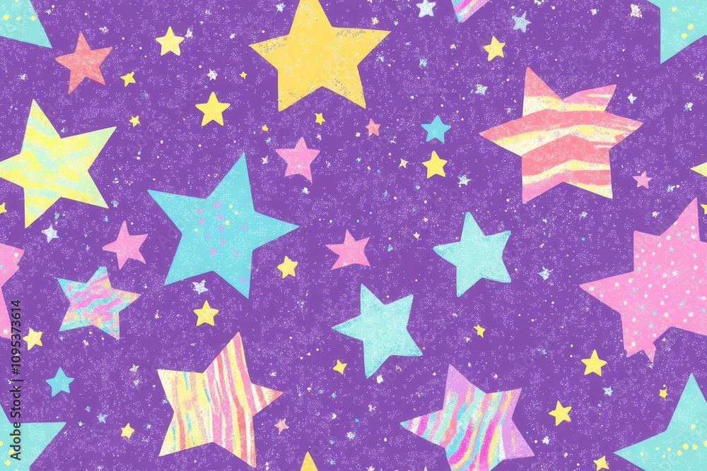 Purple Star Pattern with Vibrant Multicolored Accents Purple Star Pattern with Vibrant Multicolored Accents