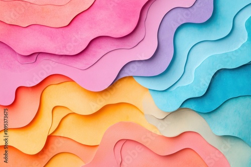 Abstract Pastel Paper Wave Layers Design