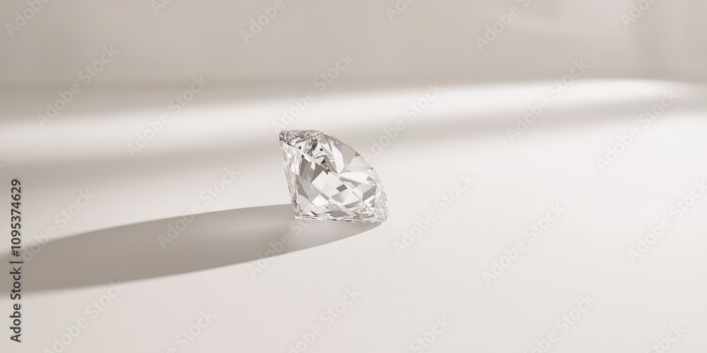 A Single Brilliant Cut Diamond on White Background A Single Brilliant Cut Diamond on White Background