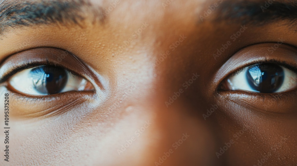 Fototapeta premium The eyes of a young entrepreneur pitching a social enterprise idea at a startup competition, Symbolizing ambition and social impact innovation, close-up photography style