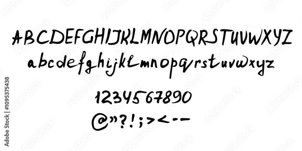 Obraz premium Handwriting English alphabet and numbers.