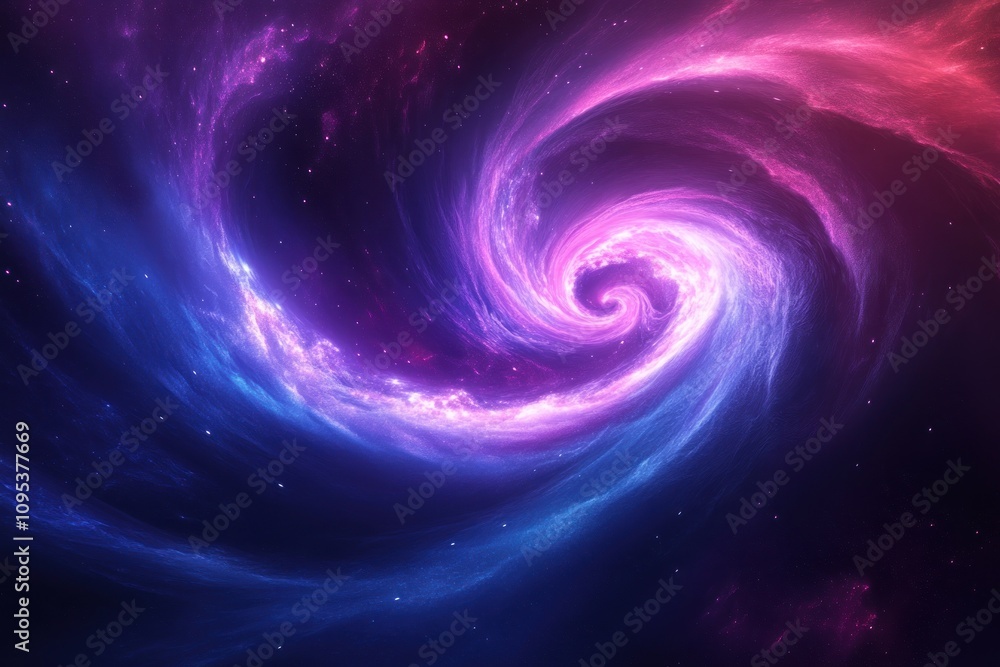 A swirling nebula with vibrant pink and blue hues against a dark starry background. A swirling nebula with vibrant pink and blue hues against a dark starry background.