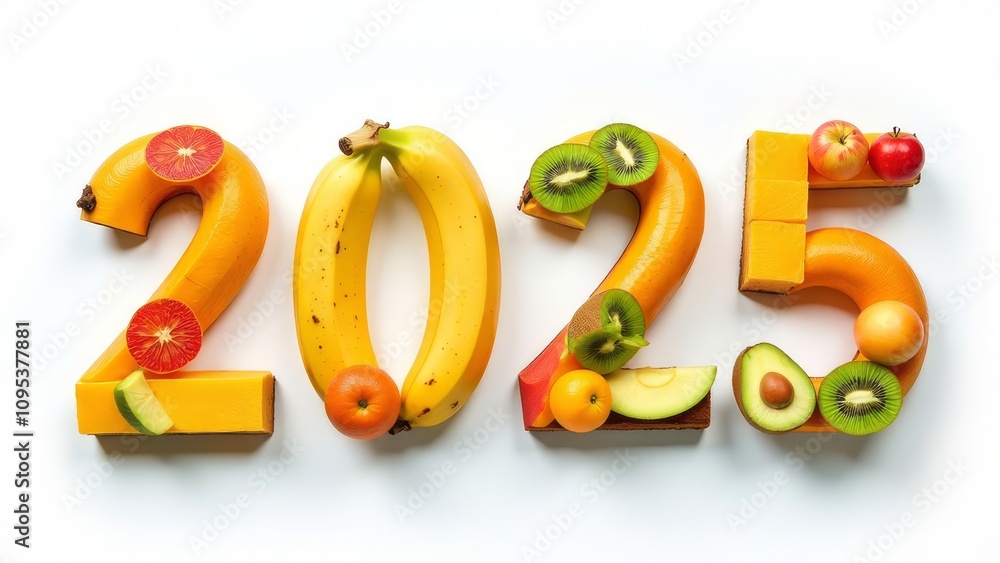 Inscription 2025 made of fruit Inscription 2025 made of fruit
