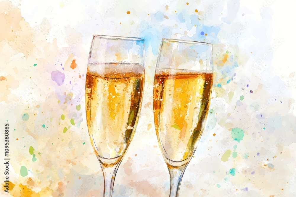Two Glasses of Sparkling Wine Celebrate a Toast Two Glasses of Sparkling Wine Celebrate a Toast
