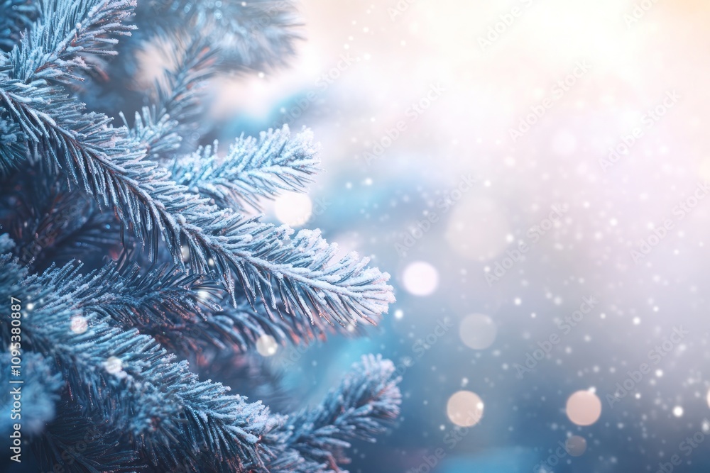 Frosty Pine Branches Winter Wonderland Scene Frosty Pine Branches Winter Wonderland Scene