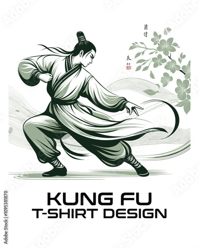 Kung Fu Vector T shirt Design
