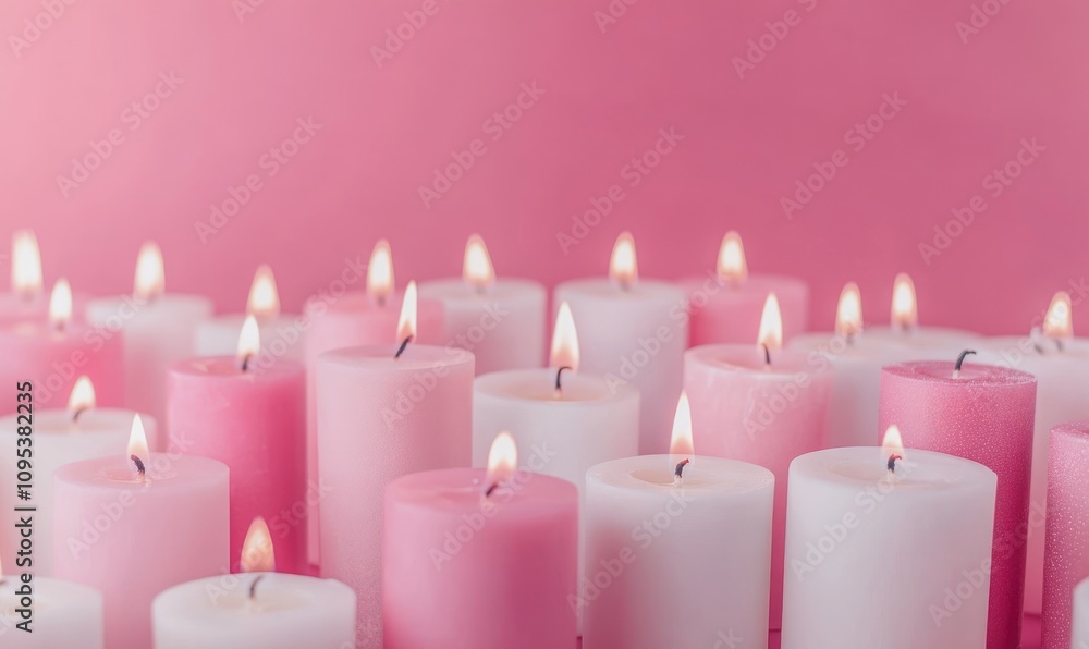 Many Pink and White Candles Burning Brightly Many Pink and White Candles Burning Brightly