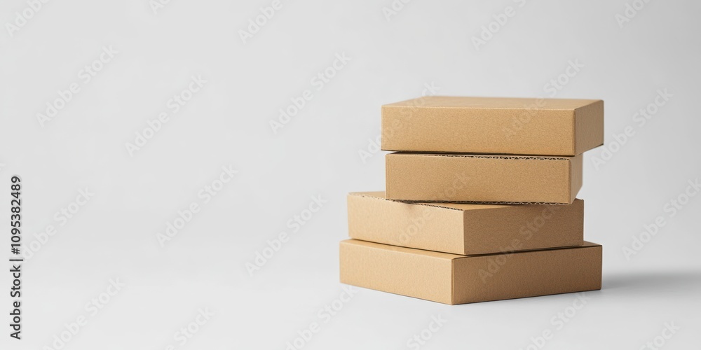 Stacked Cardboard Boxes On A White Background Stacked Cardboard Boxes On A White Background