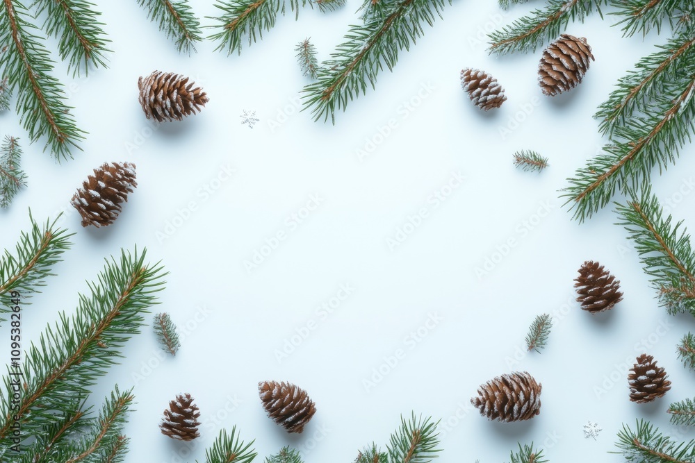Festive Winter Frame Pine Cones And Sprigs Festive Winter Frame Pine Cones And Sprigs