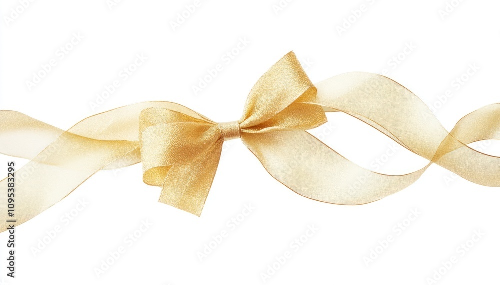 Elegant Gold Ribbon Bow Isolated On White Background Elegant Gold Ribbon Bow Isolated On White Background