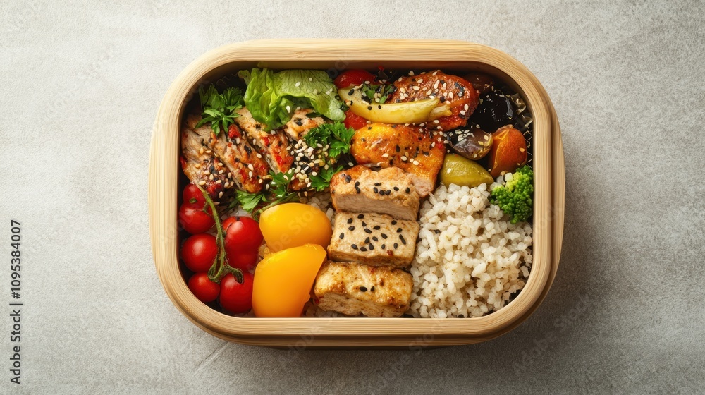 Delicious Healthy Bento Box Meal With Chicken and Rice Delicious Healthy Bento Box Meal With Chicken and Rice