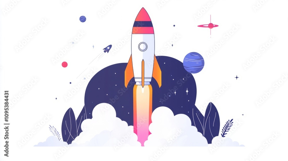A rocket launching into space, growth, ambition, sales success, rapid growth, business expansion A rocket launching into space, growth, ambition, sales success, rapid growth, business expansion