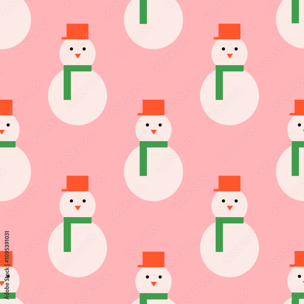 Holiday seamless pattern with snowmen. Vector flat modern background for christmas and new year Holiday seamless pattern with snowmen. Vector flat modern background for christmas and new year