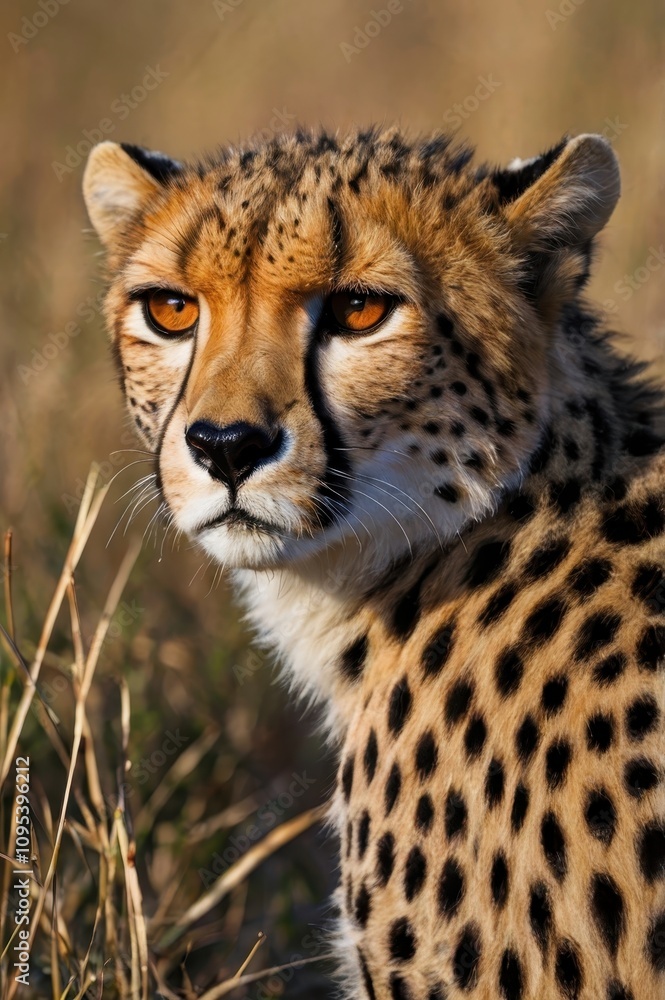 Cheetah is standing in tall grass Cheetah is standing in tall grass