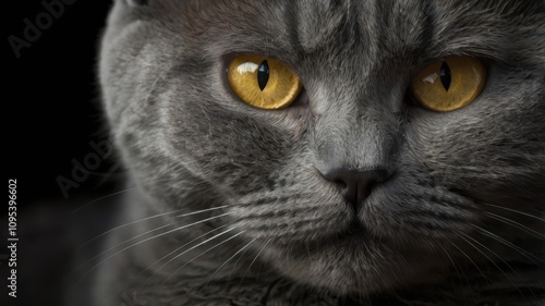 Cat with yellow eyes and a grey face