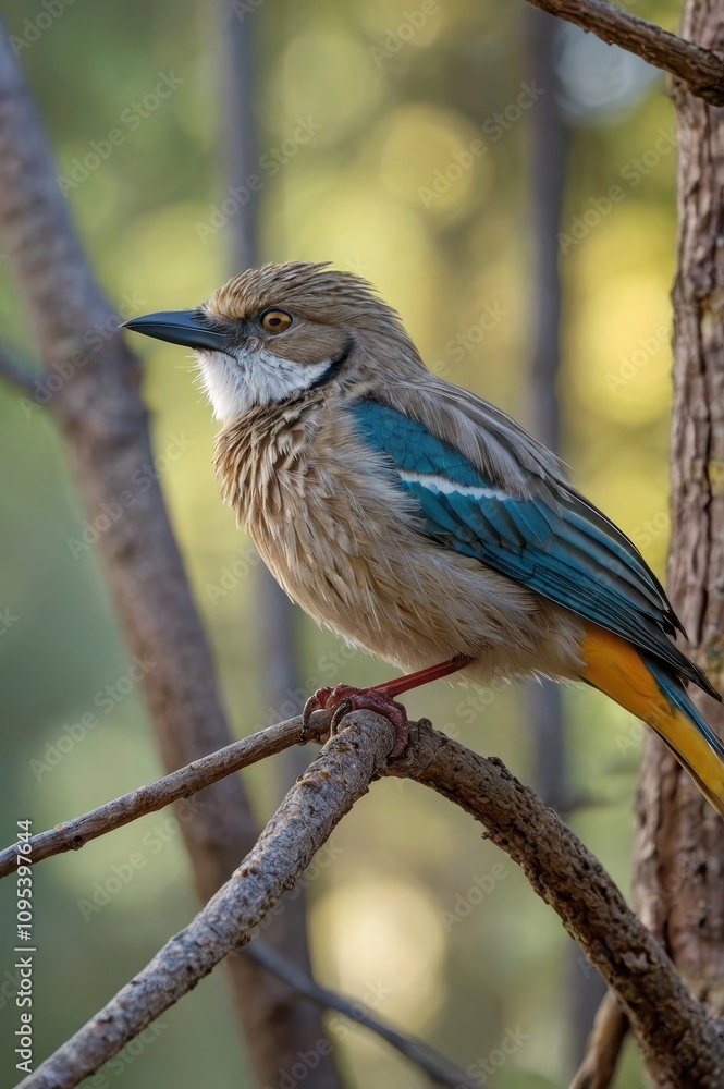Fototapeta premium Bird is perched on a branch