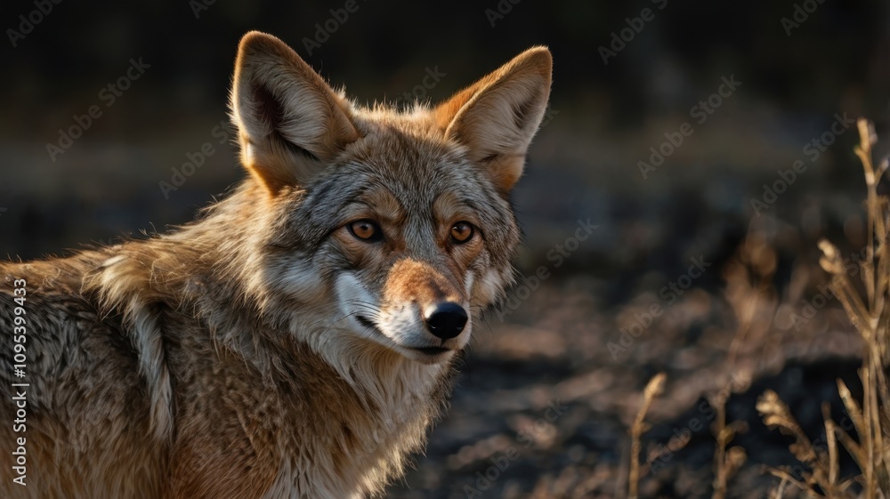 Coyote is standing in the grass Coyote is standing in the grass