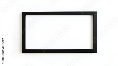 Simple rectangular matte black frame, isolated on a pure white background, emphasizing clean and minimalist design with sharp edges for a modern aesthetic