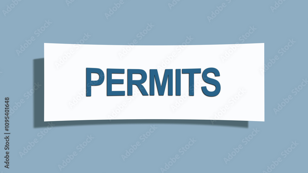 Permits. A card isolated on blue background. Permits. A card isolated on blue background.
