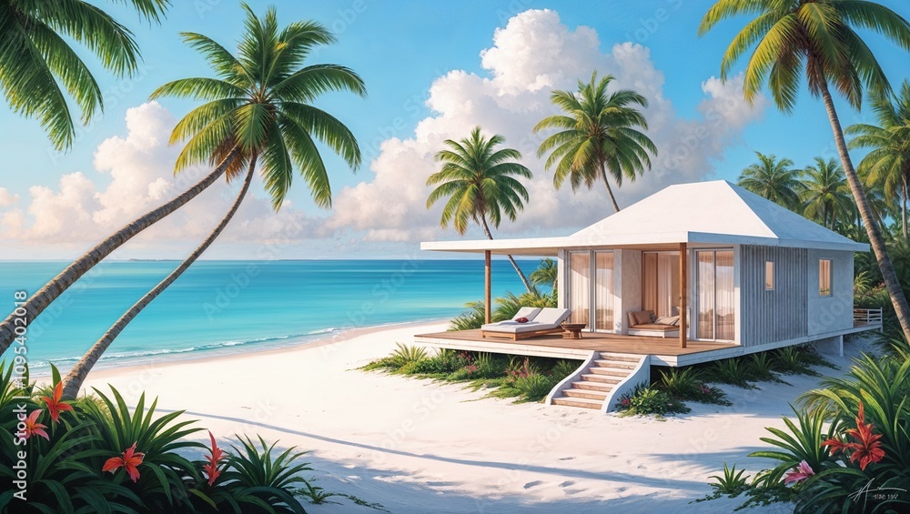 Fototapeta premium Bungalow Meers Paradies