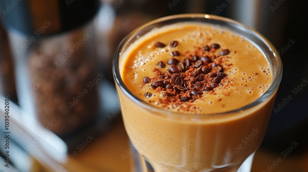 Creamy Coffee Smoothie Topped With Coffee Beans Creamy Coffee Smoothie Topped With Coffee Beans