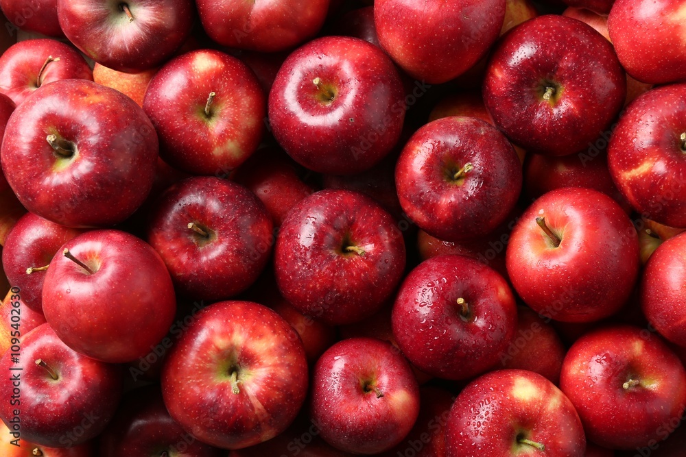 Fresh ripe red apples as background, top view Fresh ripe red apples as background, top view