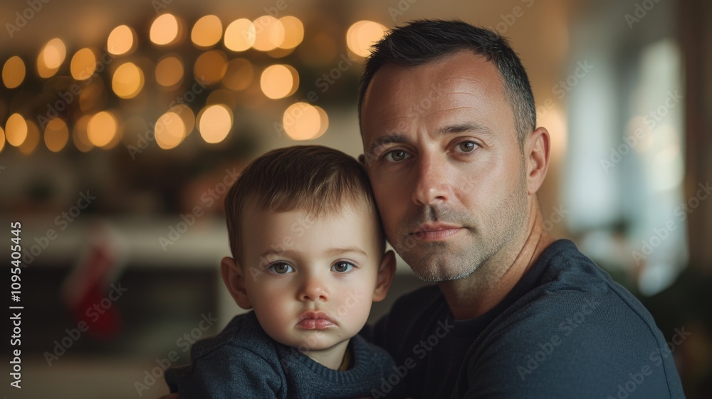 Father and Child Embracing in Cozy Holiday Setting Father and Child Embracing in Cozy Holiday Setting