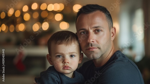 Father and Child Embracing in Cozy Holiday Setting