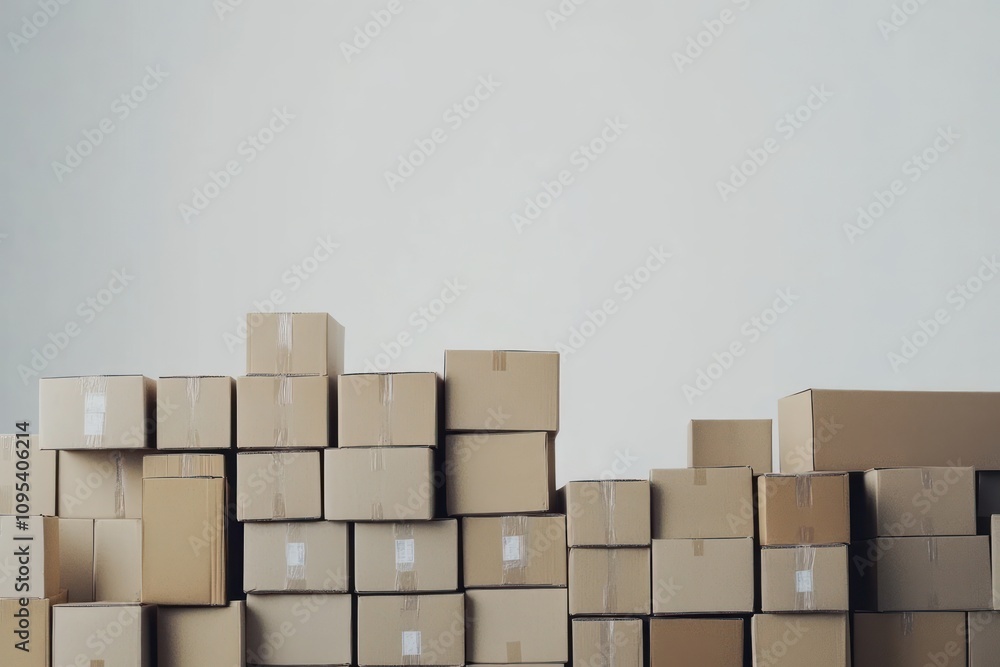 Stacked Cardboard Boxes Against A White Wall Stacked Cardboard Boxes Against A White Wall
