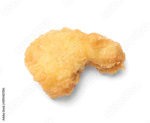 Delicious chicken nugget isolated on white, top view