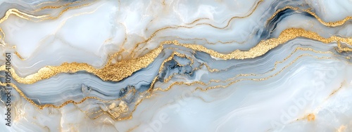 A piece of white marble with intricate patterns in shades of blue and gold