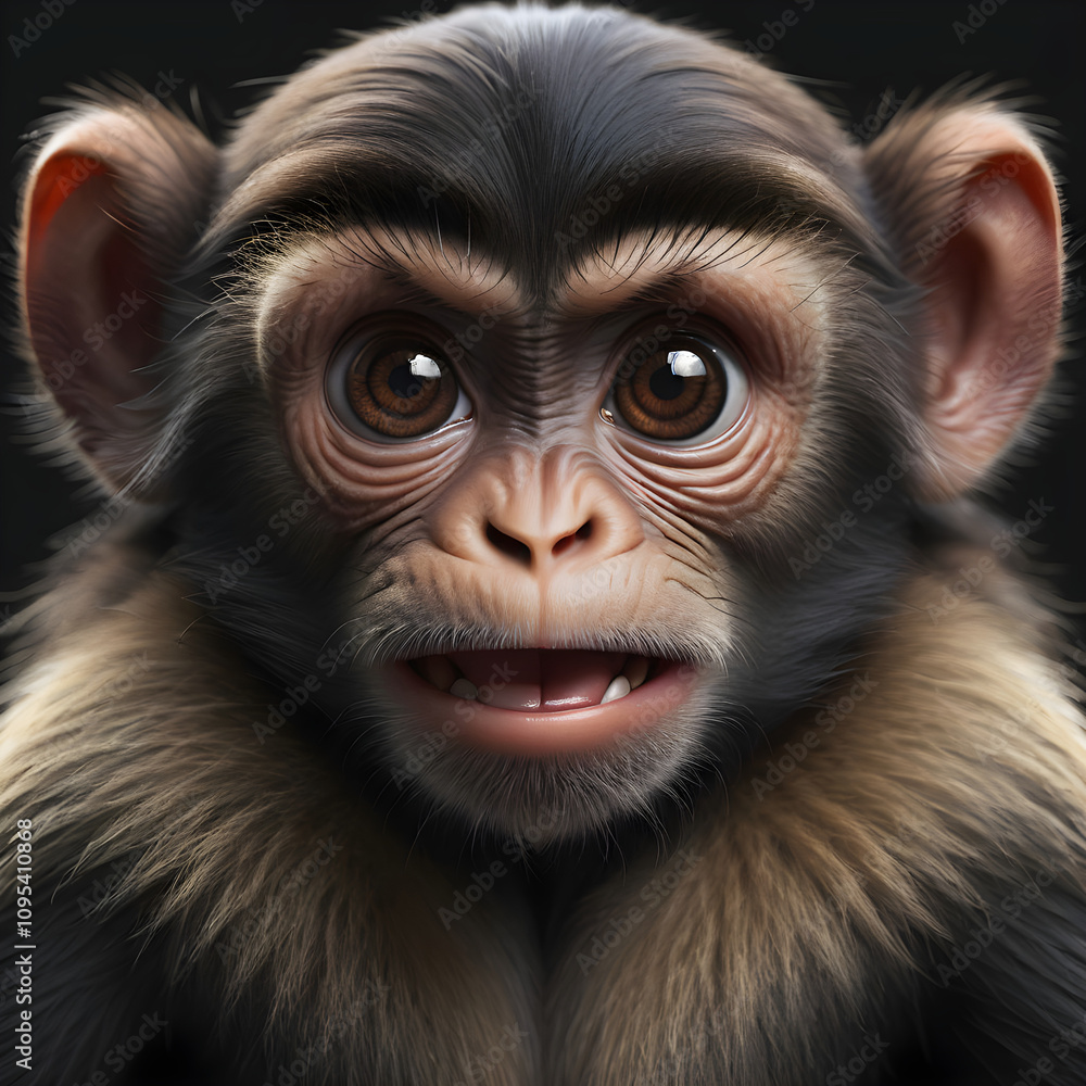 monkey emoji centered, eyes bright and inquisitive, fur texture detailed monkey emoji centered, eyes bright and inquisitive, fur texture detailed